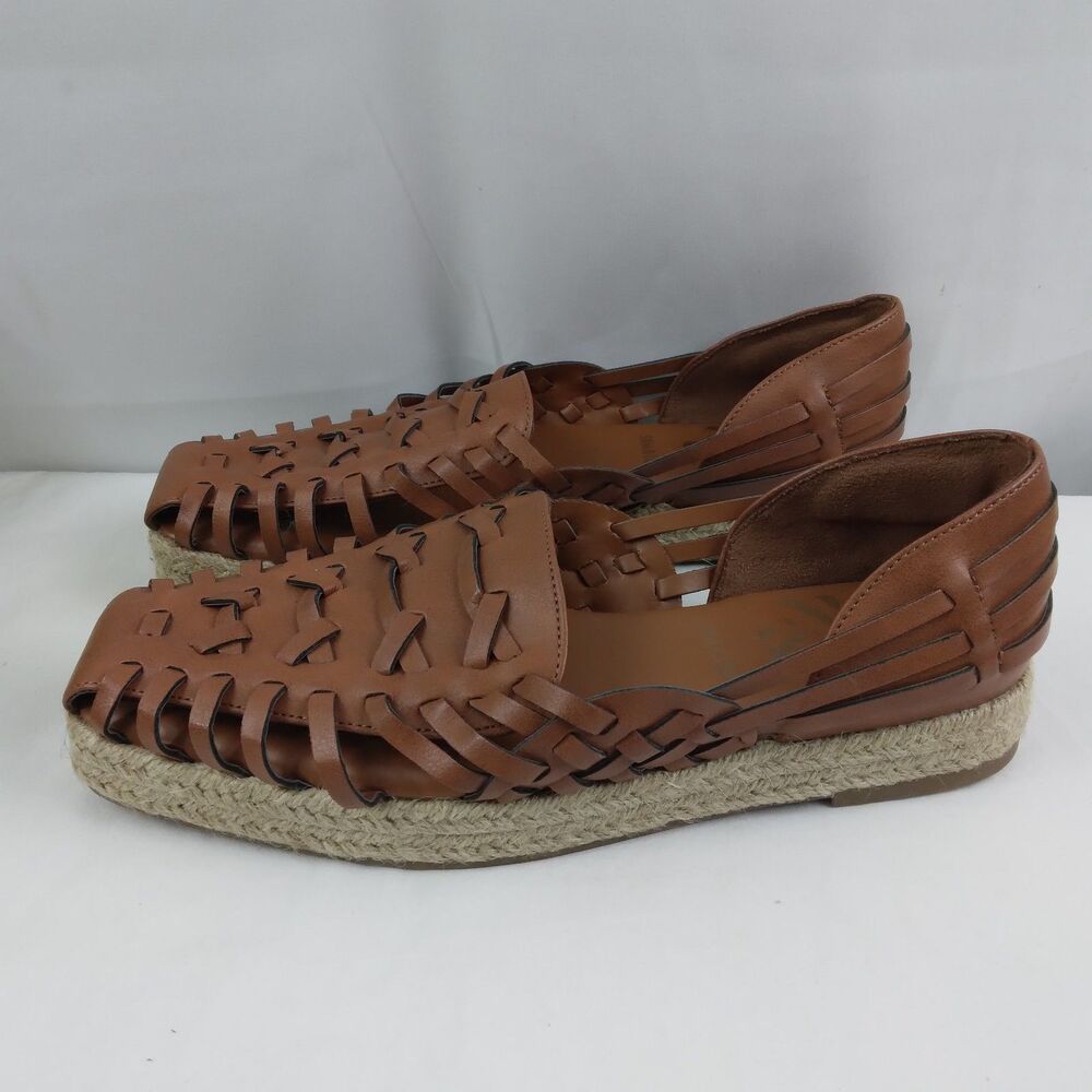 Sam & Libby Woven Espadrille Loafers Cognac Brown Square Toe Coastal Boho 8 - Picture 6 of 10